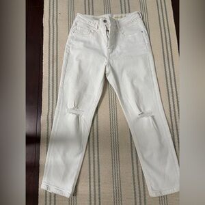 Pilcro and the letterpress high rise slim Women's White Distressed Jeans